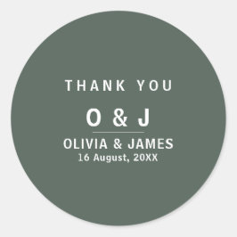 Dark Green | Minimalistische Scandi bruiloft Bedan Ronde Sticker