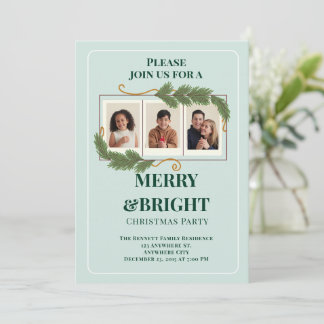 Dark Green Modern Family Photo Christmas Kaart