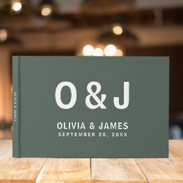 Dark Green | Moss minimalistische moderne Scandi b Gastenboek