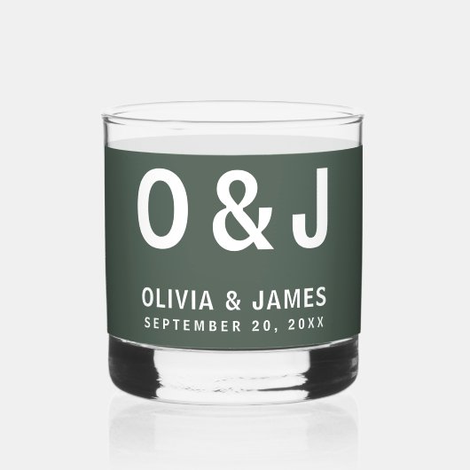Dark Green | Moss minimalistische moderne Scandi b Whisky Glas (Voorkant)