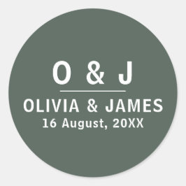 Dark Green | Moss Modern Minimalistisch Scandi Huw Ronde Sticker