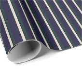 Dark Green & Navy Striped Cadeaupapier (Rol Hoek)