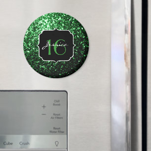 Dark green nep glitter sparkles Sweet 16 Magneet