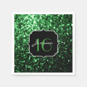 Dark green nep glitter sparkles Sweet 16 Servet (Voorkant)