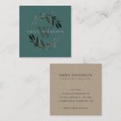 DARK GREEN PINK FAUNA INITIAAL WREATS PROFESSIONAL VIERKANTE VISITEKAARTJE (Voorkant / Achterkant)