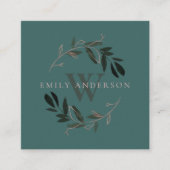 DARK GREEN PINK FAUNA INITIAAL WREATS PROFESSIONAL VIERKANTE VISITEKAARTJE (Voorkant)