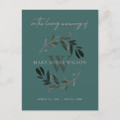 DARK GREEN PINK FOLIAGE WREATH MEMORIAL DANK U UITNODIGING BRIEFKAART (Voorkant)