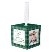 Dark Green Plaid Christmas Three Photo Decoratie (Voorkant hoekig)