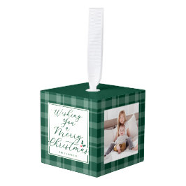Dark Green Plaid Christmas Three Photo Decoratie