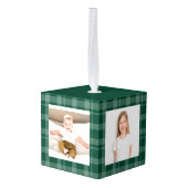 Dark Green Plaid Christmas Three Photo Decoratie (Achter hoekig)