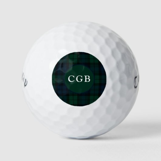 Dark Green Plaid Golf Towel Golfballen (Voorkant)