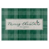 Dark Green Plaid Merry Christmas Script Snijplank (Voorkant)