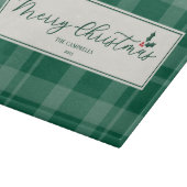 Dark Green Plaid Merry Christmas Script Snijplank (Hoek)