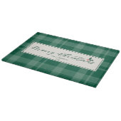 Dark Green Plaid Merry Christmas Script Snijplank (Hoek)
