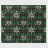 DARK GREEN PLAID PATROON MET GOUDE ORNAMENS CADEAUPAPIER (Vlak)