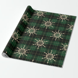 DARK GREEN PLAID PATROON MET GOUDE ORNAMENS CADEAUPAPIER