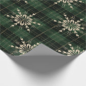 DARK GREEN PLAID PATROON MET GOUDE ORNAMENS CADEAUPAPIER (Hoek)