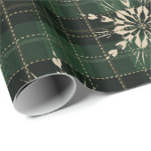 DARK GREEN PLAID PATROON MET GOUDE ORNAMENS CADEAUPAPIER (Rol Hoek)