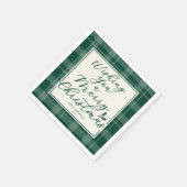 Dark Green Plaid Wishing You A Merry Christmas Servet (Hoek)