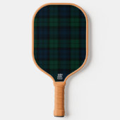 Dark Green Plaid with Monogram Pickleball Paddle (Achterkant)