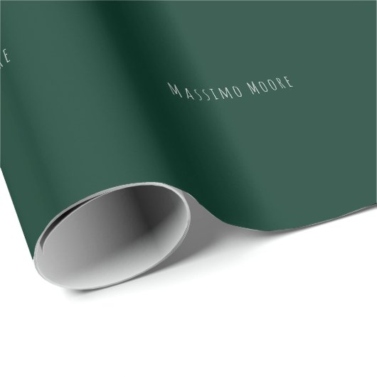 Dark Green Plain Elegant Casual Own Name Cadeaupapier (Rol Hoek)