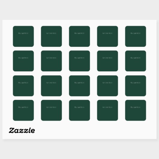 Dark Green Plain Elegant Casual Own Name Vierkante Sticker (Vel)