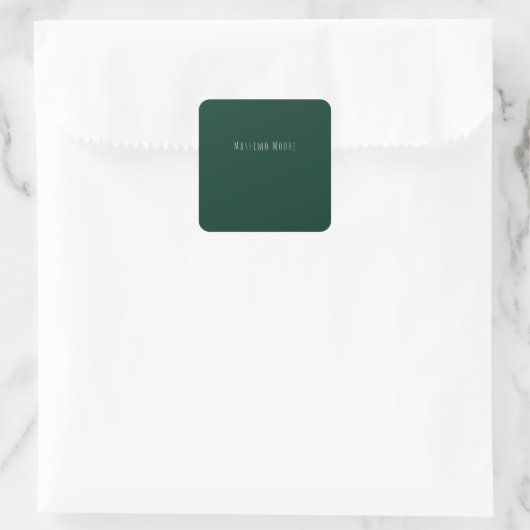 Dark Green Plain Elegant Casual Own Name Vierkante Sticker (Tas)