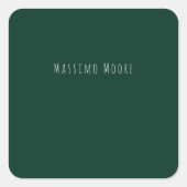 Dark Green Plain Elegant Casual Own Name Vierkante Sticker (Voorkant)
