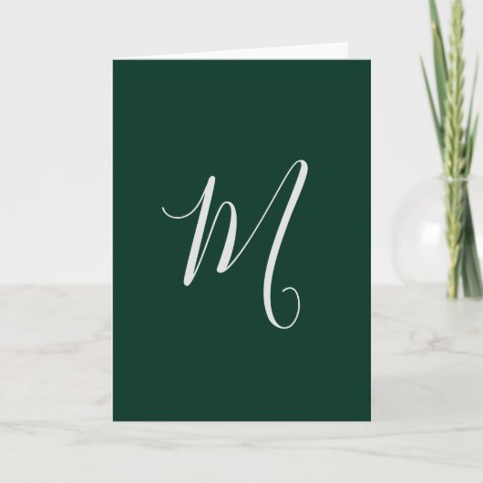 Dark Green Plain Elegant Modern Own Name Monogram Kaart (Voorkant)