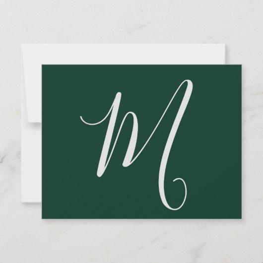 Dark Green Plain Elegant Modern Own Name Monogram Notitiekaartje (Voorkant)