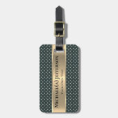 Dark Green Polka Dot, Metallic Gold Band, Elegant Bagagelabel (Voorkant verticaal)