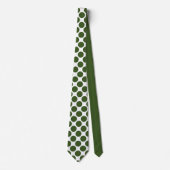 Dark Green Polka Dots on White Custom Necktie Stropdas (Voorkant)