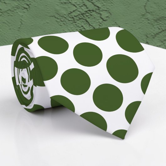 Dark Green Polka Dots on White Custom Necktie Stropdas