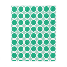Dark Green Polka Dots with White Borders on Teal