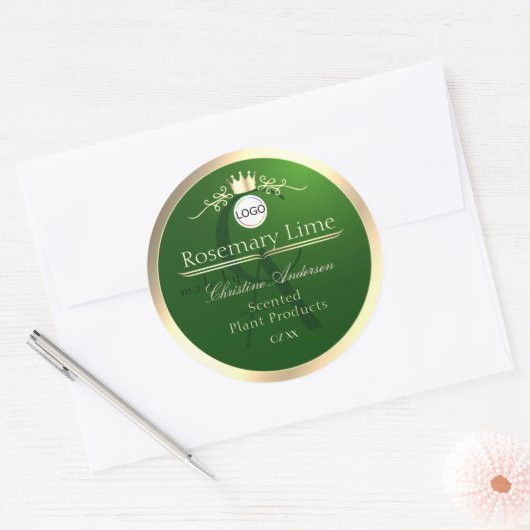 Dark Green Product Label Gold Frame Logo Monogram (Envelop)