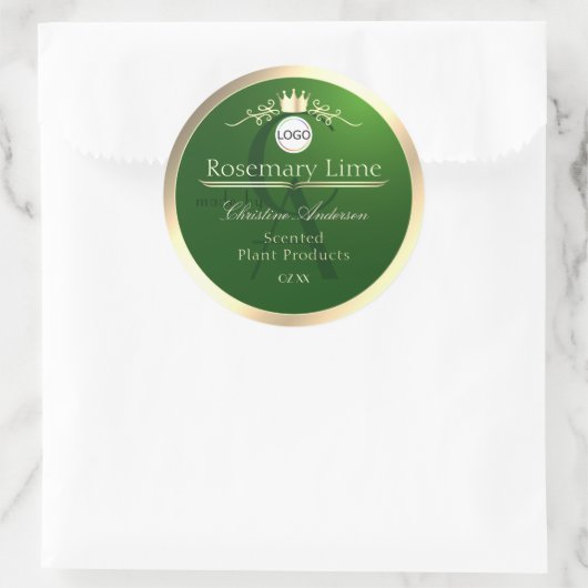 Dark Green Product Label Gold Frame Logo Monogram (Tas)