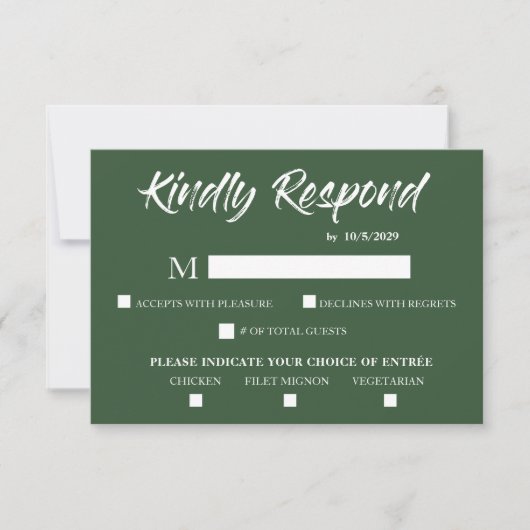 Dark Green Response Kaart RSVP (Voorkant)