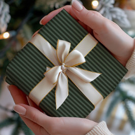 Dark Green & Sage Striped Cadeaupapier