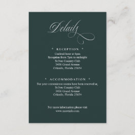 Dark Green Script Details Enclosure Card Informatiekaartje