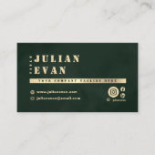 Dark Green Shiny Gold Stencil Bold Typography Visitekaartje (Voorkant)