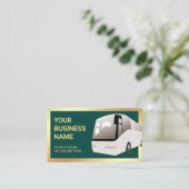 Dark Green Sightseeing Tour Bus Reisagent Visitekaartje (Staand voorkant)