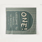 Dark Green Stripes 1st Birthday Backdrop Wandkleed (Voorkant (horizontaal))