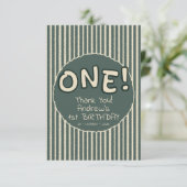 Dark Green Stripes 1st Birthday Bedankkaart (Staand voorkant)