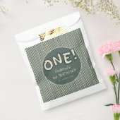 Dark Green Stripes 1st Birthday Bedankzakje (Gezegeld)