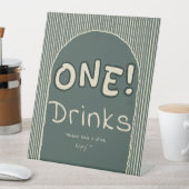 Dark Green Stripes 1st Birthday Drinks Reclamebord Met Voetstuk (Insitu)