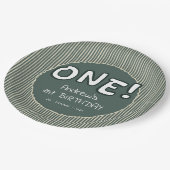 Dark Green Stripes 1st Birthday Papieren Bordje (Gekanteld)