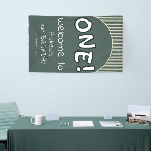 Dark Green Stripes 1st Birthday Spandoek (Beurs)