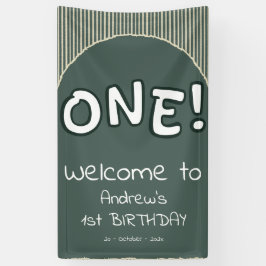 Dark Green Stripes 1st Birthday Spandoek