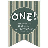 Dark Green Stripes 1st Birthday Vlaggetjes (Eerste vlag)