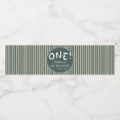 Dark Green Stripes 1st Birthday Waterfles Etiket (Enkel label)